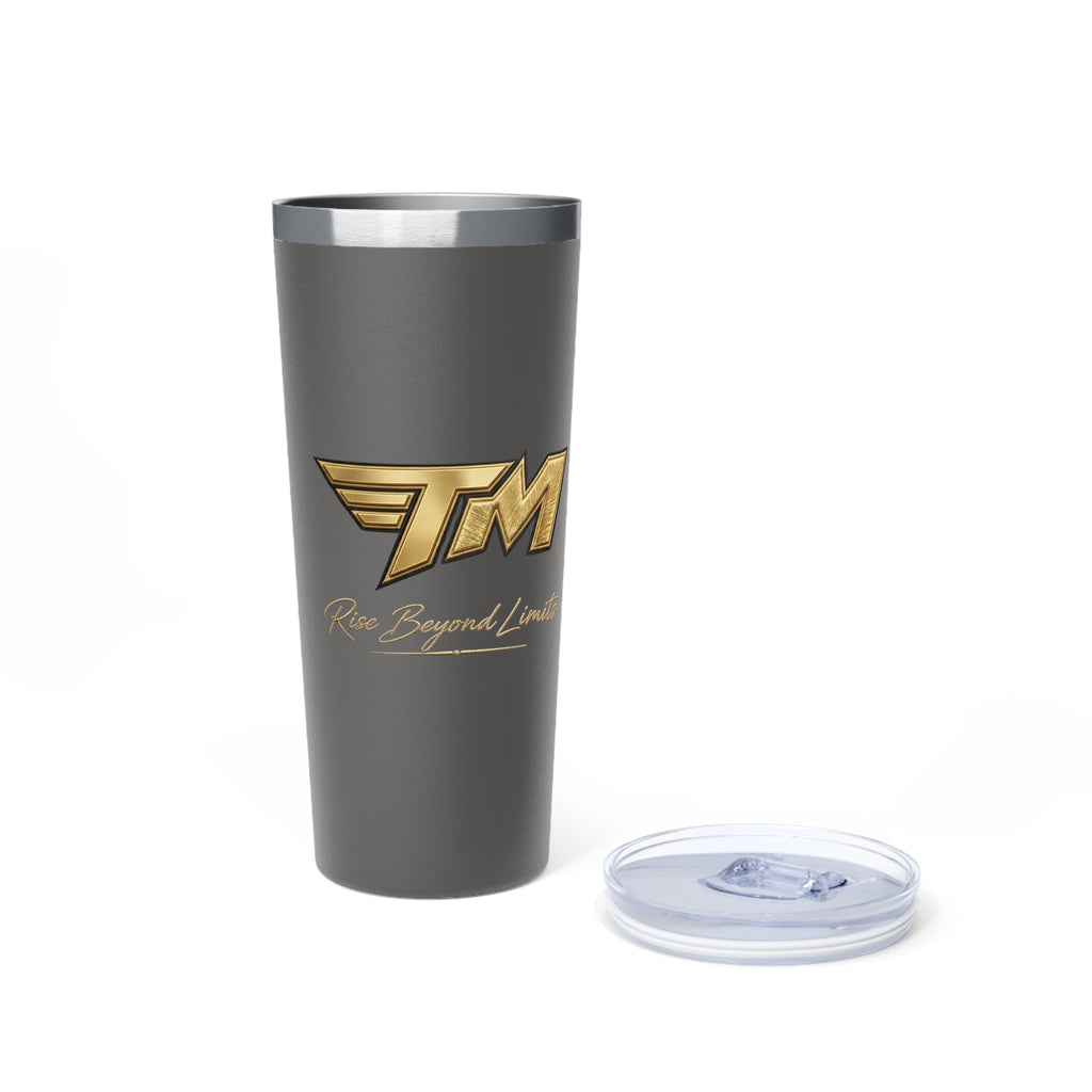 22oz Insulated Tumbler — Matte Black Copper Vacuum with Gold “TM” Rise Beyond Limits Logo