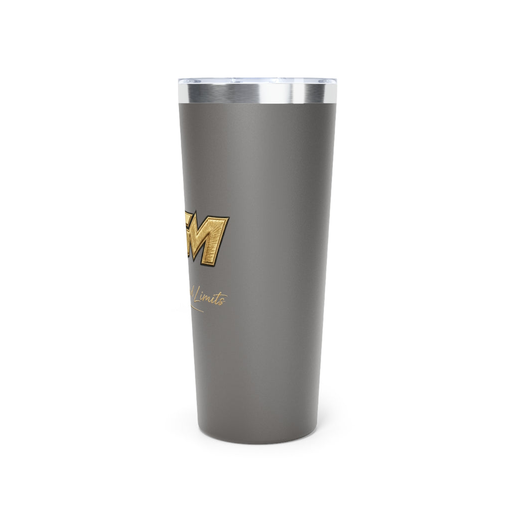 22oz Insulated Tumbler — Matte Black Copper Vacuum with Gold “TM” Rise Beyond Limits Logo