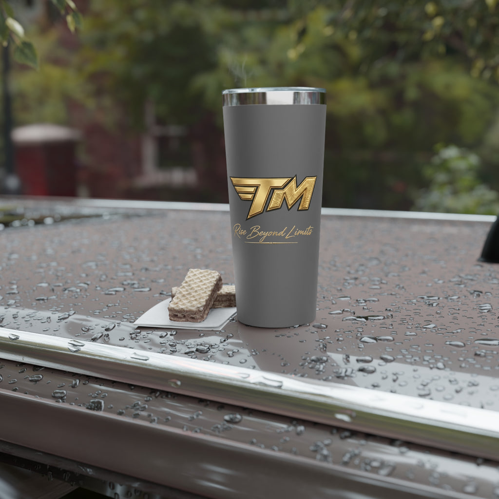 22oz Insulated Tumbler — Matte Black Copper Vacuum with Gold “TM” Rise Beyond Limits Logo