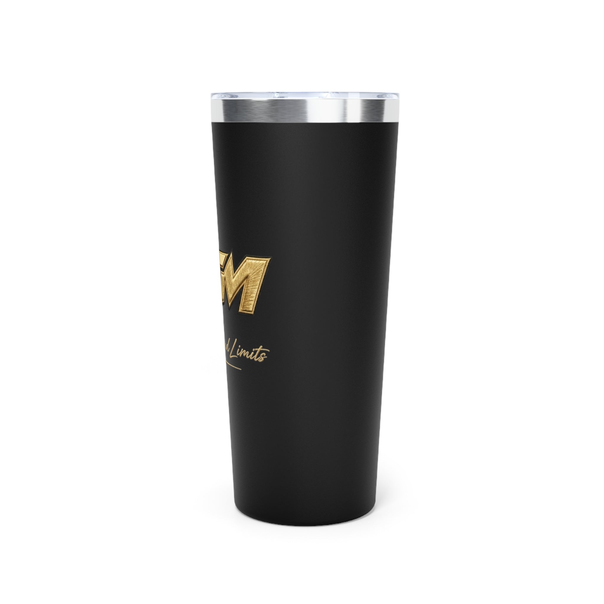 22oz Insulated Tumbler — Matte Black Copper Vacuum with Gold “TM” Rise Beyond Limits Logo