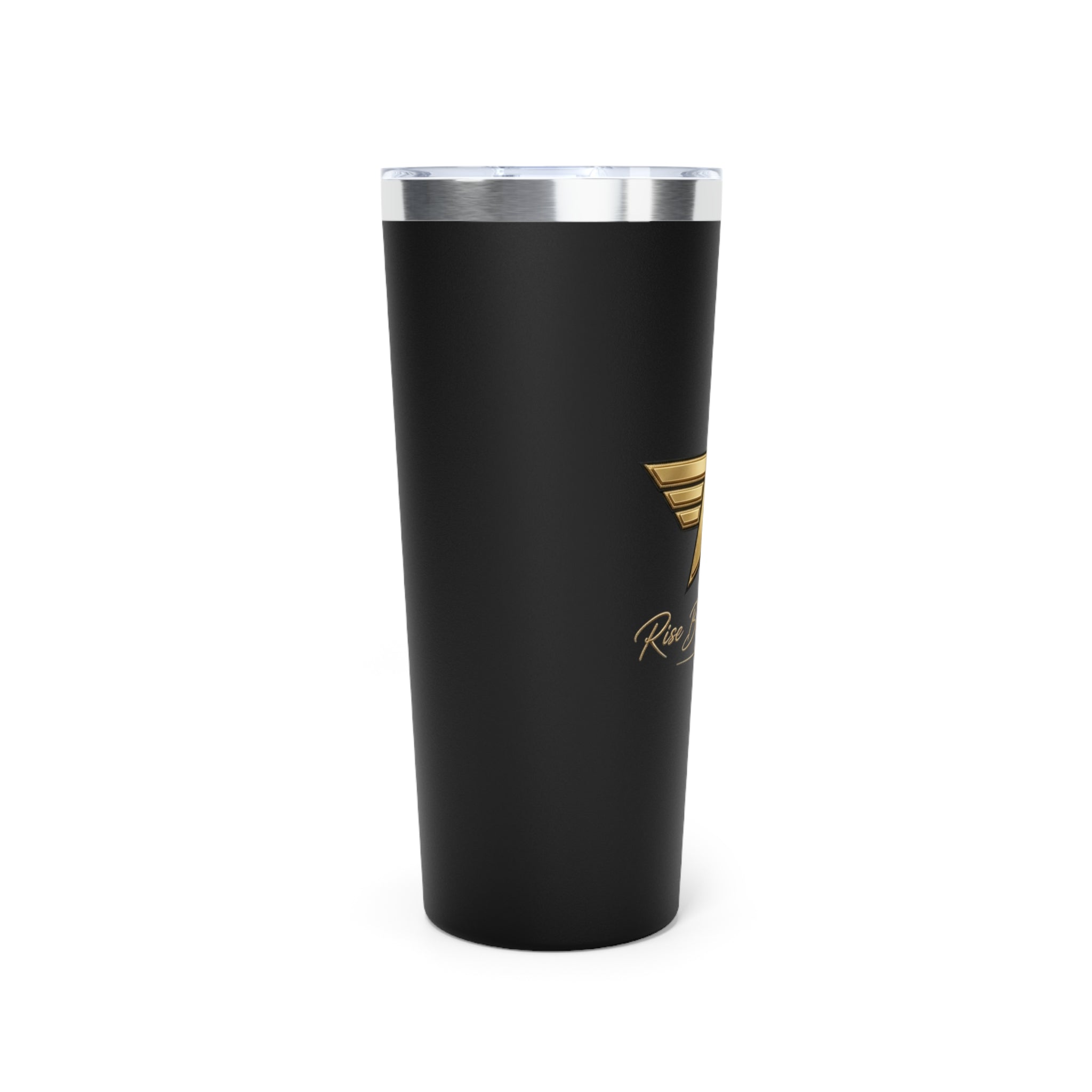 22oz Insulated Tumbler — Matte Black Copper Vacuum with Gold “TM” Rise Beyond Limits Logo