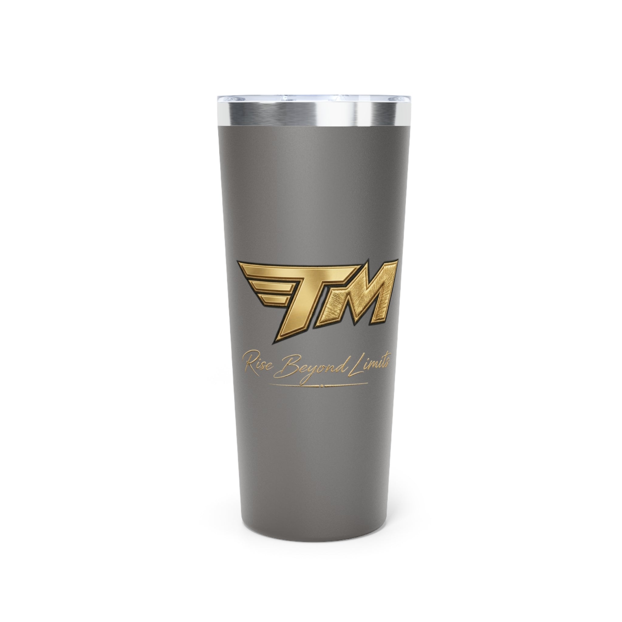 22oz Insulated Tumbler — Matte Black Copper Vacuum with Gold “TM” Rise Beyond Limits Logo