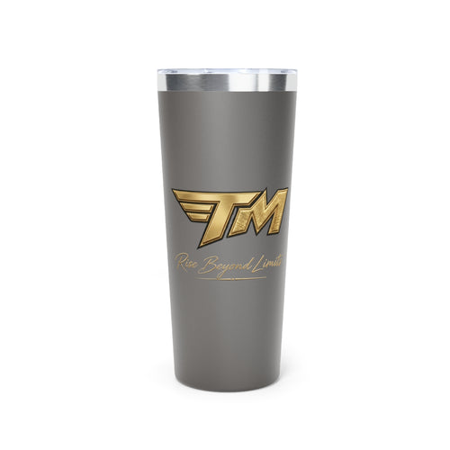 22oz Insulated Tumbler — Matte Black Copper Vacuum with Gold “TM” Rise Beyond Limits Logo