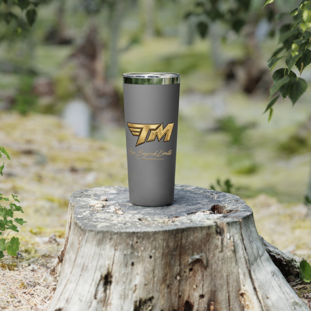 22oz Insulated Tumbler — Matte Black Copper Vacuum with Gold “TM” Rise Beyond Limits Logo